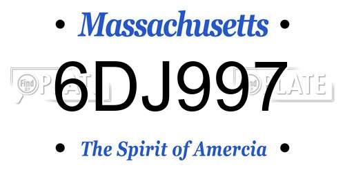 6DJ997 Massachusetts License Plate