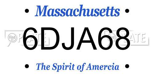 6DJA68 Massachusetts License Plate