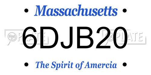 6DJB20 Massachusetts License Plate