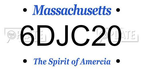 6DJC20 Massachusetts License Plate