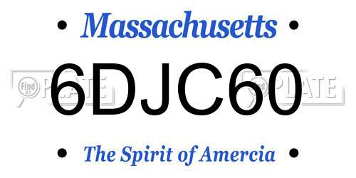 6DJC60 Massachusetts License Plate