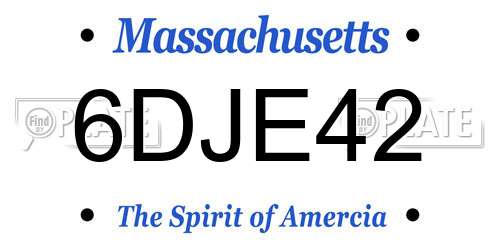 6DJE42 Massachusetts License Plate