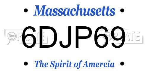 6DJP69 Massachusetts License Plate