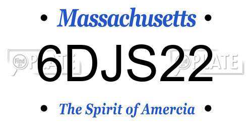 6DJS22 Massachusetts License Plate