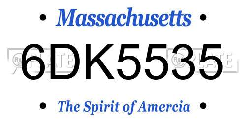 6DK5535 Massachusetts License Plate