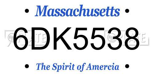 6DK5538 Massachusetts License Plate
