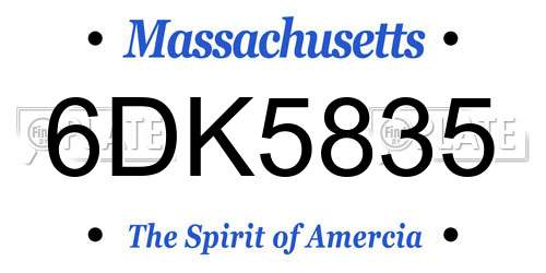 6DK5835 Massachusetts License Plate