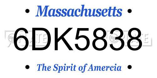 6DK5838 Massachusetts License Plate