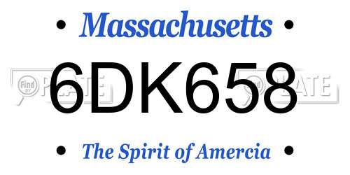 6DK658 Massachusetts License Plate