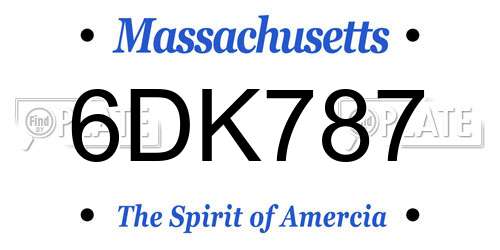 6DK787 Massachusetts License Plate