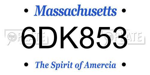 6DK853 Massachusetts License Plate