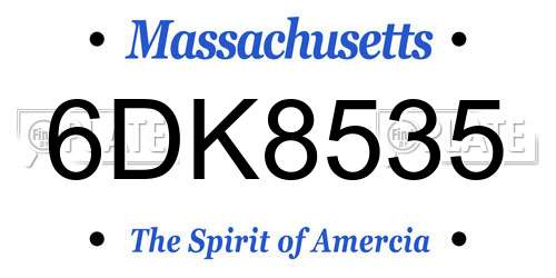 6DK8535 Massachusetts License Plate