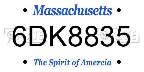 6DK8835 Massachusetts License Plate