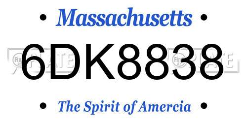 6DK8838 Massachusetts License Plate