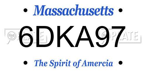6DKA97 Massachusetts License Plate