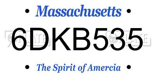 6DKB535 Massachusetts License Plate