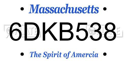 6DKB538 Massachusetts License Plate
