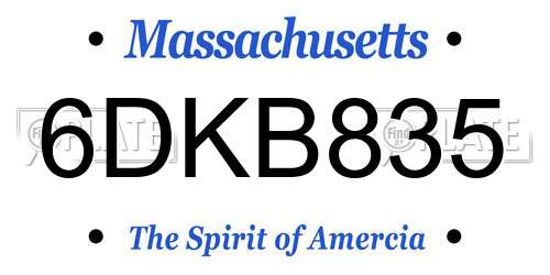 6DKB835 Massachusetts License Plate