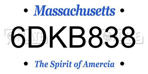 6DKB838 Massachusetts License Plate