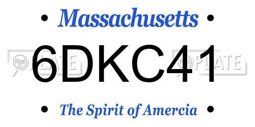 6DKC41 Massachusetts License Plate