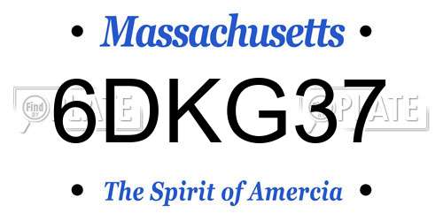 6DKG37 Massachusetts License Plate