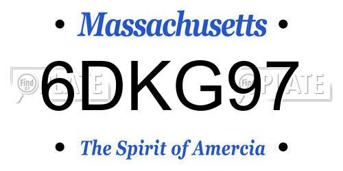 6DKG97 Massachusetts License Plate