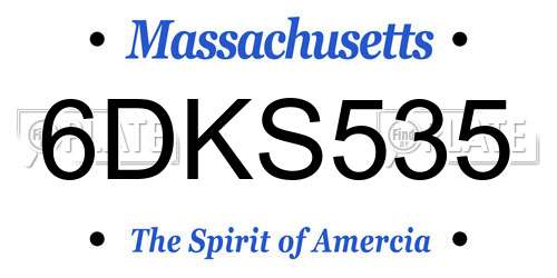 6DKS535 Massachusetts License Plate