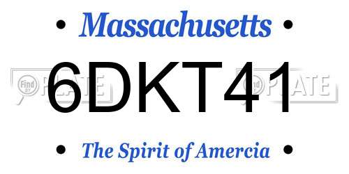 6DKT41 Massachusetts License Plate