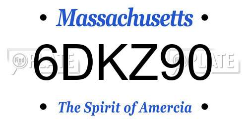 6DKZ90 Massachusetts License Plate