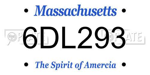6DL293 Massachusetts License Plate