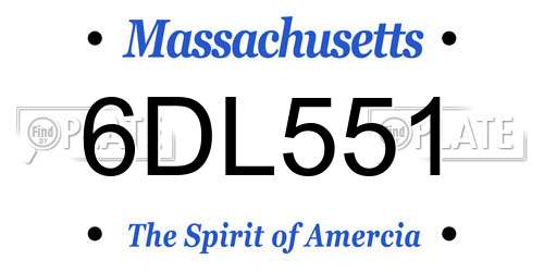 6DL551 Massachusetts License Plate