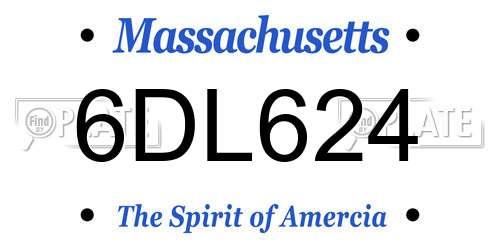 6DL624 Massachusetts License Plate