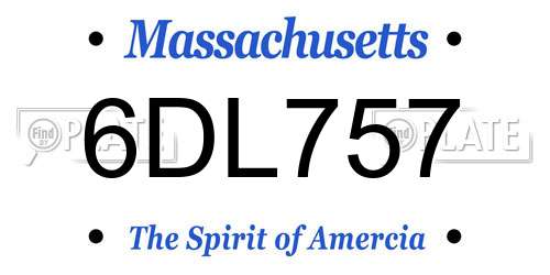 6DL757 Massachusetts License Plate