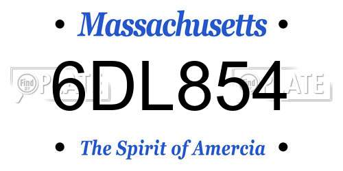 6DL854 Massachusetts License Plate