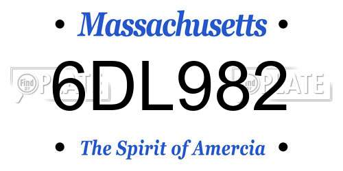 6DL982 Massachusetts License Plate