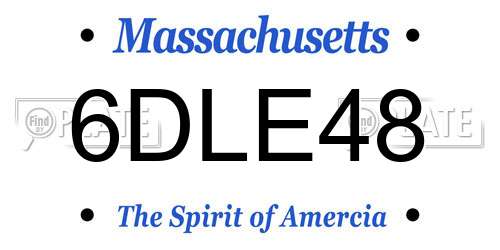 6DLE48 Massachusetts License Plate