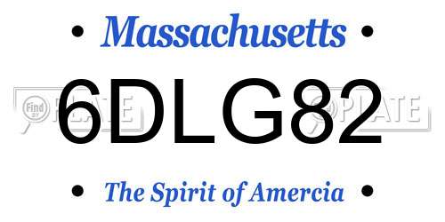 6DLG82 Massachusetts License Plate