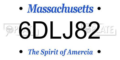 6DLJ82 Massachusetts License Plate