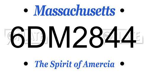 6DM2844 Massachusetts License Plate