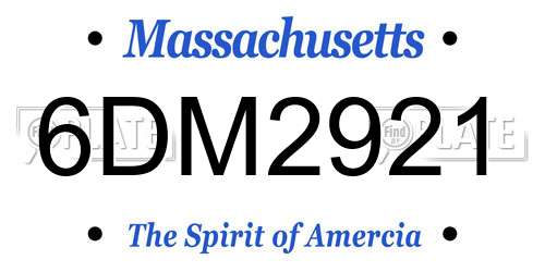 6DM2921 Massachusetts License Plate