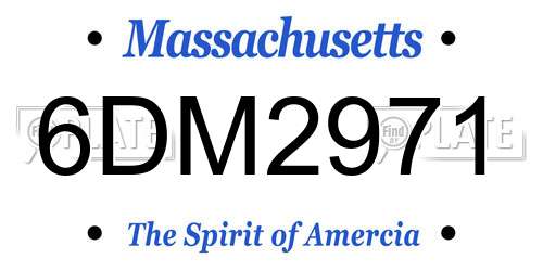 6DM2971 Massachusetts License Plate