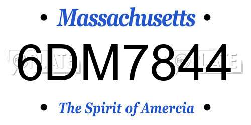 6DM7844 Massachusetts License Plate