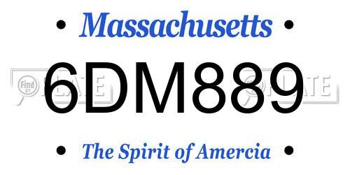 6DM889 Massachusetts License Plate