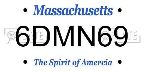 6DMN69 Massachusetts License Plate