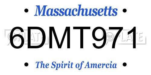 6DMT971 Massachusetts License Plate