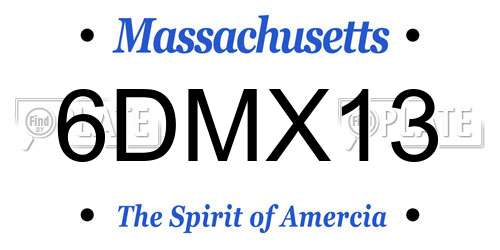 6DMX13 Massachusetts License Plate