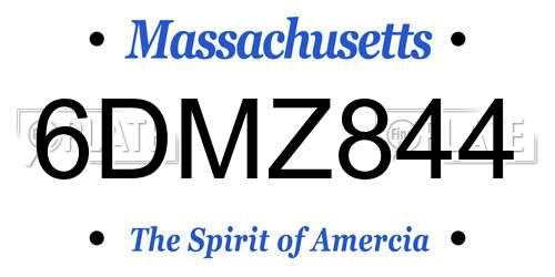6DMZ844 Massachusetts License Plate