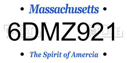 6DMZ921 Massachusetts License Plate