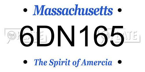 6DN165 Massachusetts License Plate