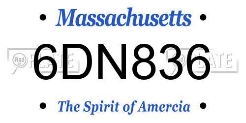 6DN836 Massachusetts License Plate
